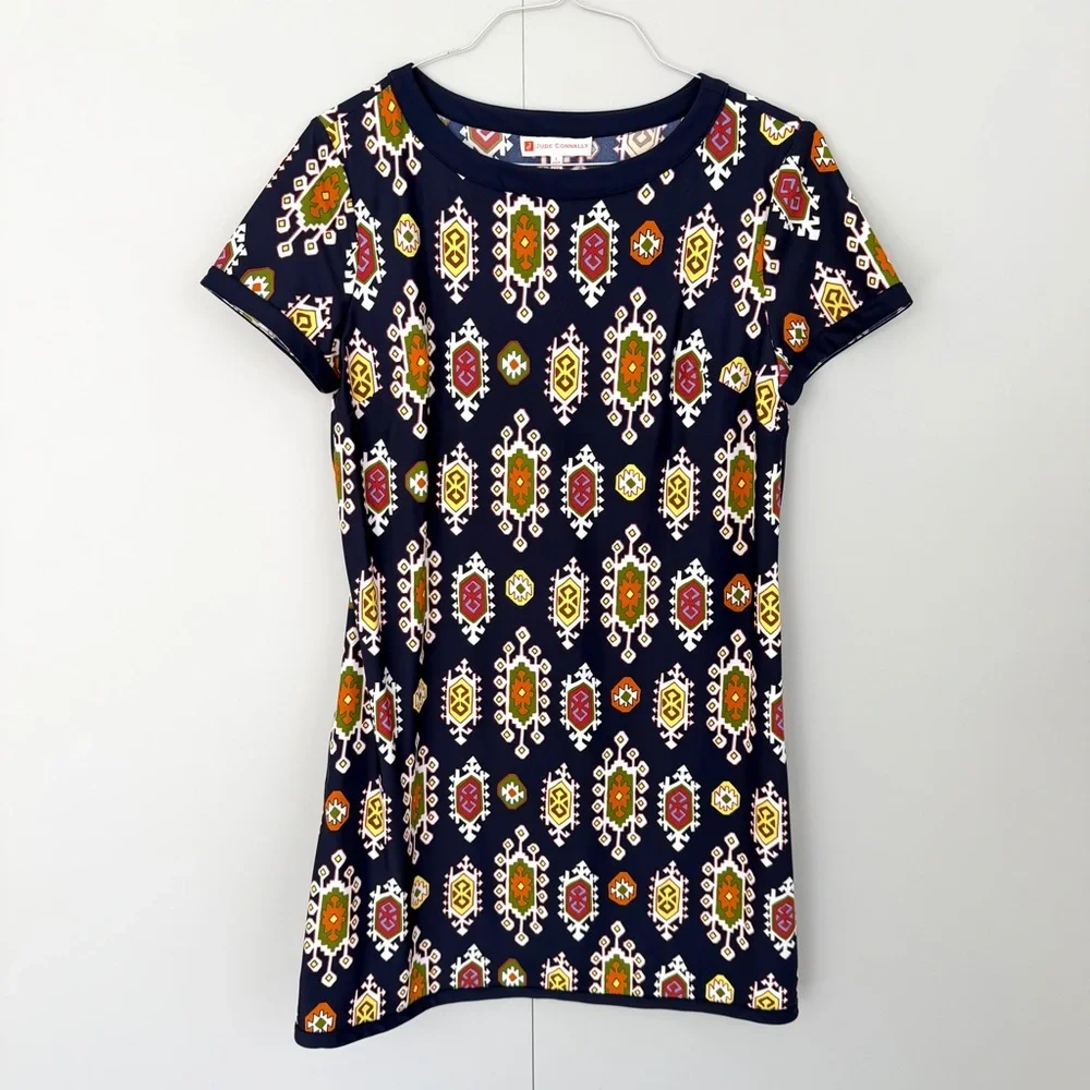 JUDE CONNALLY Ella Shift Dress Jude Cloth Nylon Spandex in Geometric Medallion - Picture 1 of 5